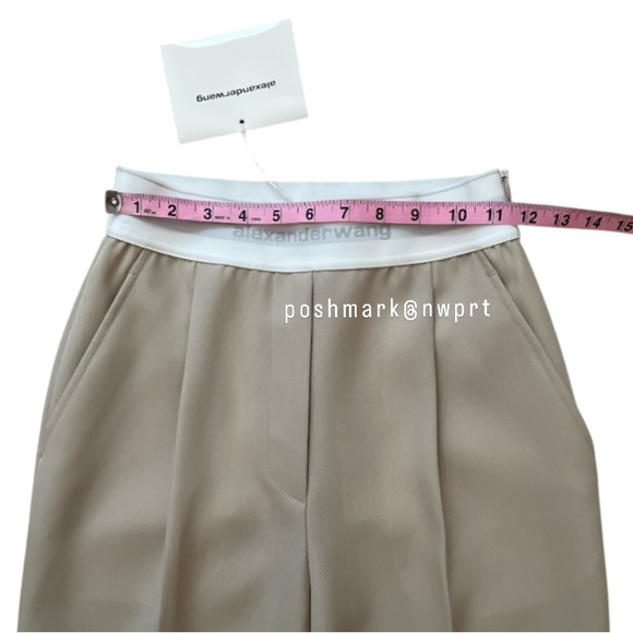 NWT ✨ Alexander Wang Pleated Wool Trousers High Waist Dress Pants Beige 0 XS - Picture 10 of 15